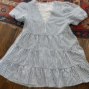 Zara Blue and White Striped Dress XL